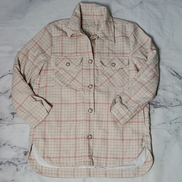LOFT Tops - Loft Pink Plaid Shacket
